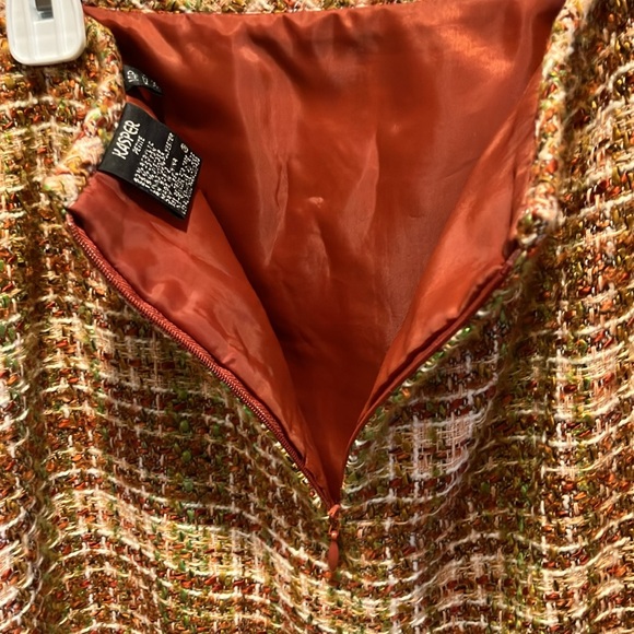 Kasper Tweed 2 piece Suit Blazer jacket & Skirt  14 petite orange/cream/green - Picture 6 of 8